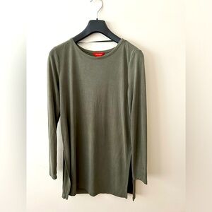 Khaki long tunic shirt.